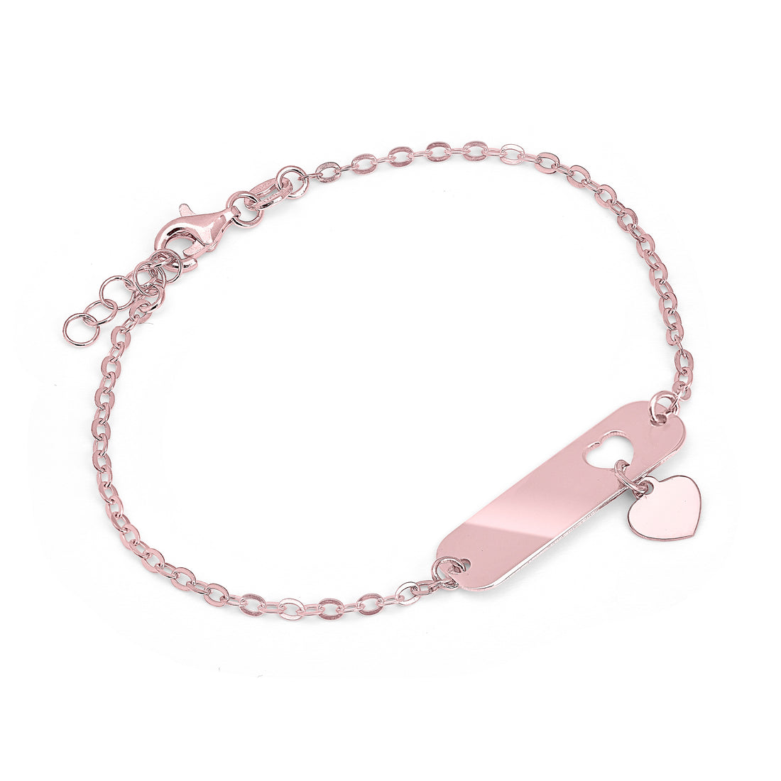 bracciale targhetta oro rosa cuore